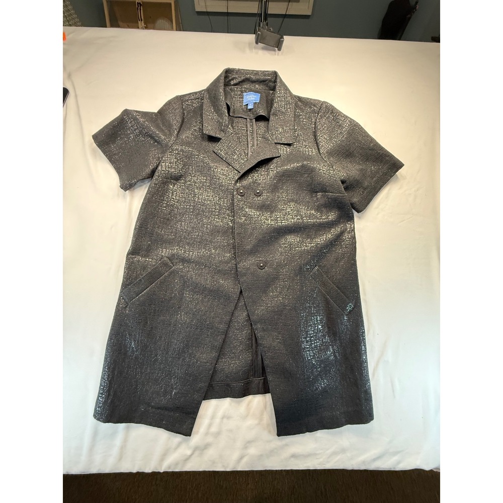 Simply Vera Vera Wang Women XL Black Metallic Short Sleeve Textured Jacket Coat